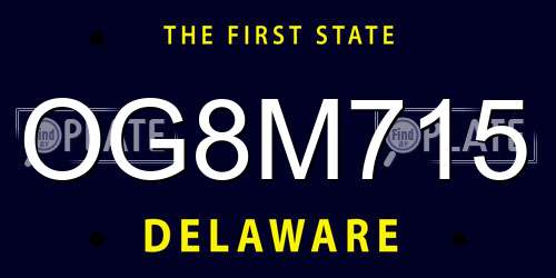 OG8M715 Delaware License Plate