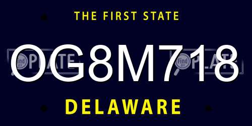 OG8M718 Delaware License Plate