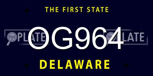 OG964 Delaware License Plate
