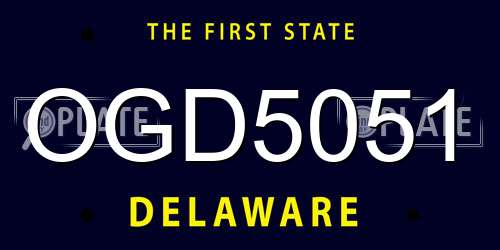 OGD5051 Delaware License Plate