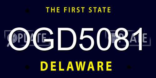 OGD5081 Delaware License Plate