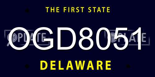 OGD8051 Delaware License Plate