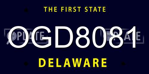 OGD8081 Delaware License Plate