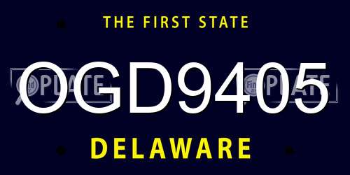 OGD9405 Delaware License Plate