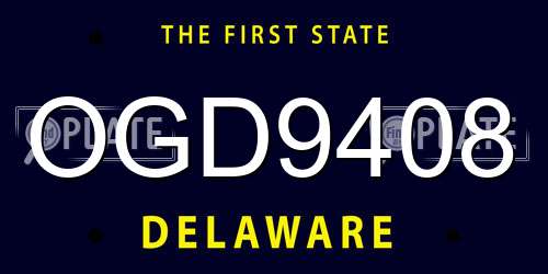 OGD9408 Delaware License Plate