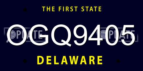 OGQ9405 Delaware License Plate