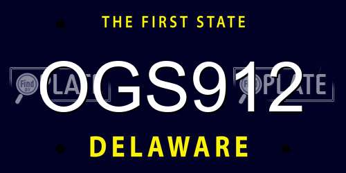 OGS912 Delaware License Plate