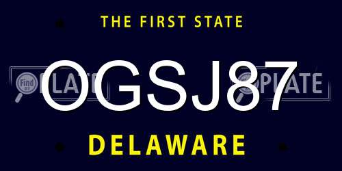 OGSJ87 Delaware License Plate