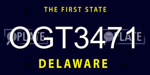 OGT3471 Delaware License Plate