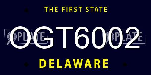 OGT6002 Delaware License Plate