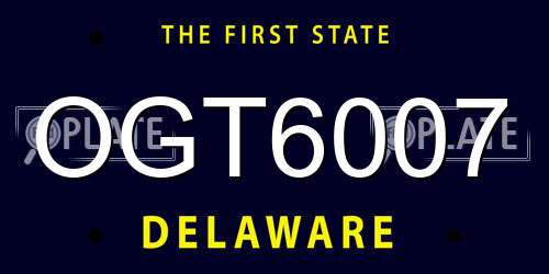 OGT6007 Delaware License Plate