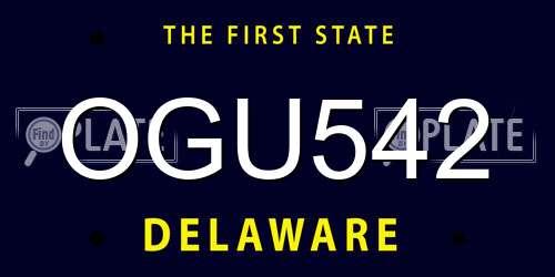 OGU542 Delaware License Plate