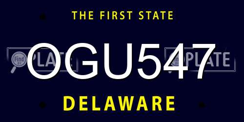 OGU547 Delaware License Plate