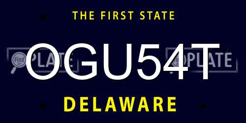OGU54T Delaware License Plate