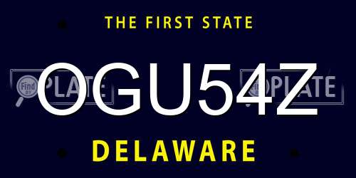 OGU54Z Delaware License Plate