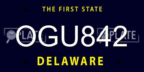 OGU842 Delaware License Plate