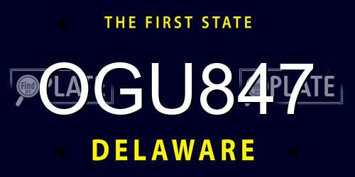 OGU847 Delaware License Plate