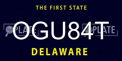 OGU84T Delaware License Plate