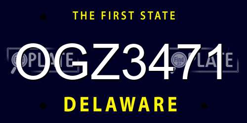 OGZ3471 Delaware License Plate