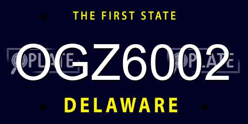 OGZ6002 Delaware License Plate