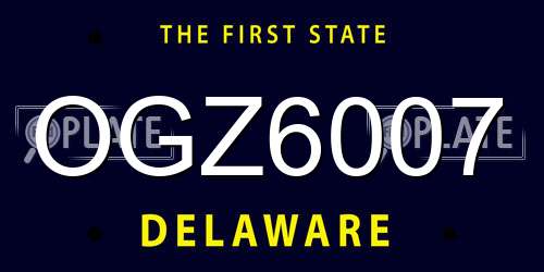 OGZ6007 Delaware License Plate
