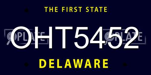 OHT5452 Delaware License Plate