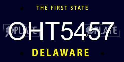 OHT5457 Delaware License Plate