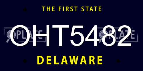 OHT5482 Delaware License Plate