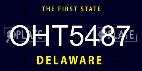 OHT5487 Delaware License Plate