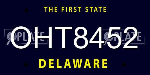 OHT8452 Delaware License Plate