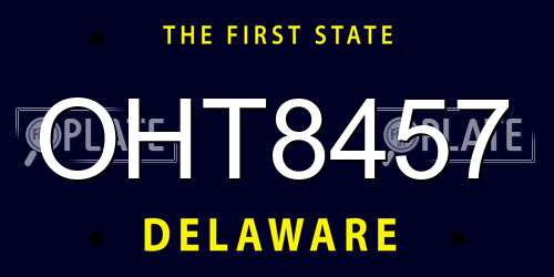 OHT8457 Delaware License Plate