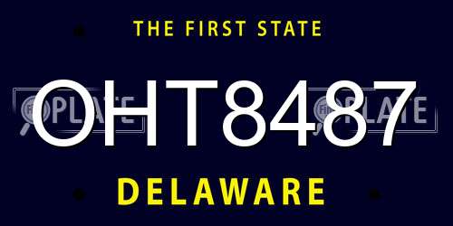 OHT8487 Delaware License Plate