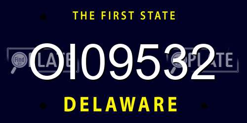 OI09532 Delaware License Plate