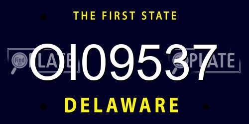 OI09537 Delaware License Plate