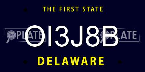 OI3J8B Delaware License Plate