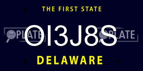OI3J8S Delaware License Plate