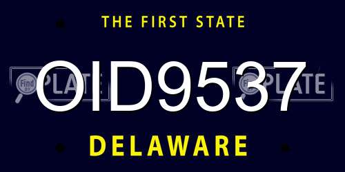 OID9537 Delaware License Plate