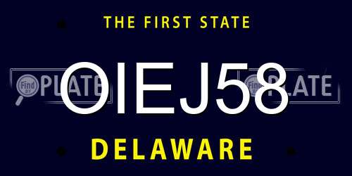 OIEJ58 Delaware License Plate