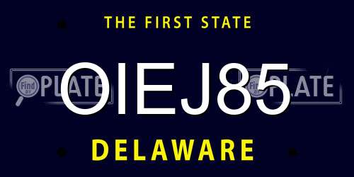 OIEJ85 Delaware License Plate
