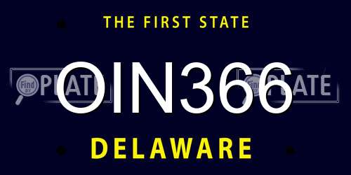 OIN366 Delaware License Plate