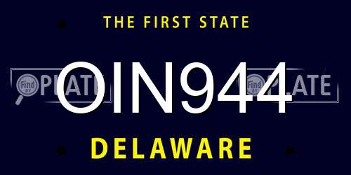OIN944 Delaware License Plate