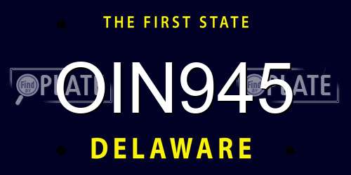 OIN945 Delaware License Plate