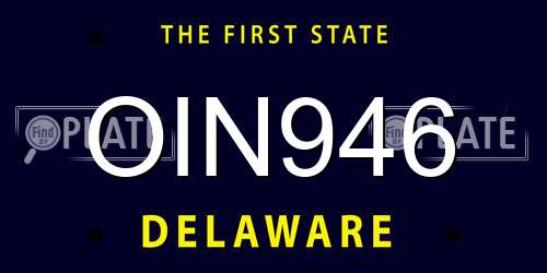 OIN946 Delaware License Plate
