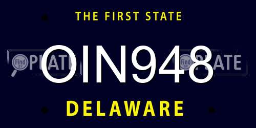 OIN948 Delaware License Plate