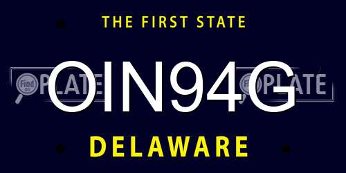 OIN94G Delaware License Plate