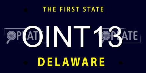 OINT13 Delaware License Plate