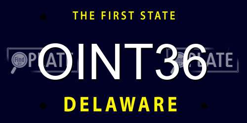 OINT36 Delaware License Plate