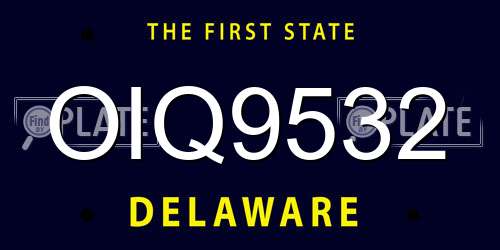 OIQ9532 Delaware License Plate