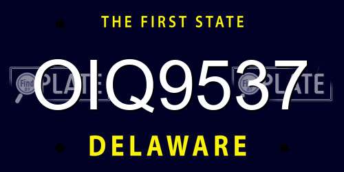OIQ9537 Delaware License Plate