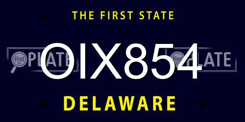 OIX854 Delaware License Plate